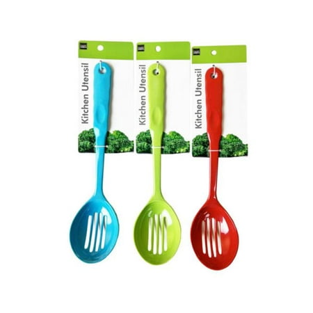 

Kole Imports GE703-24 Melamine Slotted Serving Spoon Assorted Color - Pack of 24