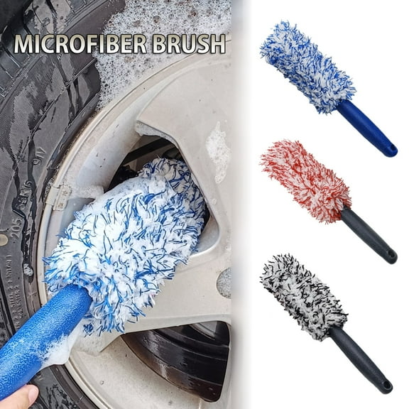mtvxesu Microfiber Long Handle Tire And Wheel Hub Brush For Car Cleaning, 11.8 X 2.7 Inches, 1 Brush
