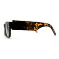 thumbnail image 3 of Womens Rectangle Mod Thick Arm Plastic Minimal Sunglasses Brown Tortoise, 3 of 5