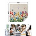 thumbnail image 4 of Watercolor Tulips Cloth Napkins Set of 8 Reusable Dinner Napkins, Spring Flowers Butterflies Leaves Beige Cocktail Napkin Washable Table Napkins for Wedding/Holiday Party/Baby Shower 20"x20", 4 of 7