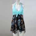 thumbnail image 4 of Gibobby Trajes de Natación para Mujer Trajes de baño con pantalones cortos para niños Piezas de traje de baño impresas Dos trajes de baño para mujer Conj(Azul claro,CH), 4 of 5
