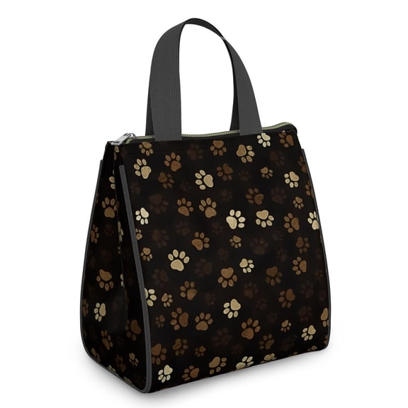 Paw Print Insulated Lunch Bag for Women & Adults,Large Portable Soft Cooler Lunch Bag,Thermal Food Storage Tote with Pearl Cotton,8.66L,8.75x5.75x9.5 Inch