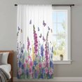 thumbnail image 3 of Watercolor Wildflowers Sheer Curtains 63 Inches Long, Country Botanical Florals Butterfly Light Filering Curtains, Breathable Simi Curtain Privacy Drapes for Living Room Bedroom Window Treatment, 3 of 9