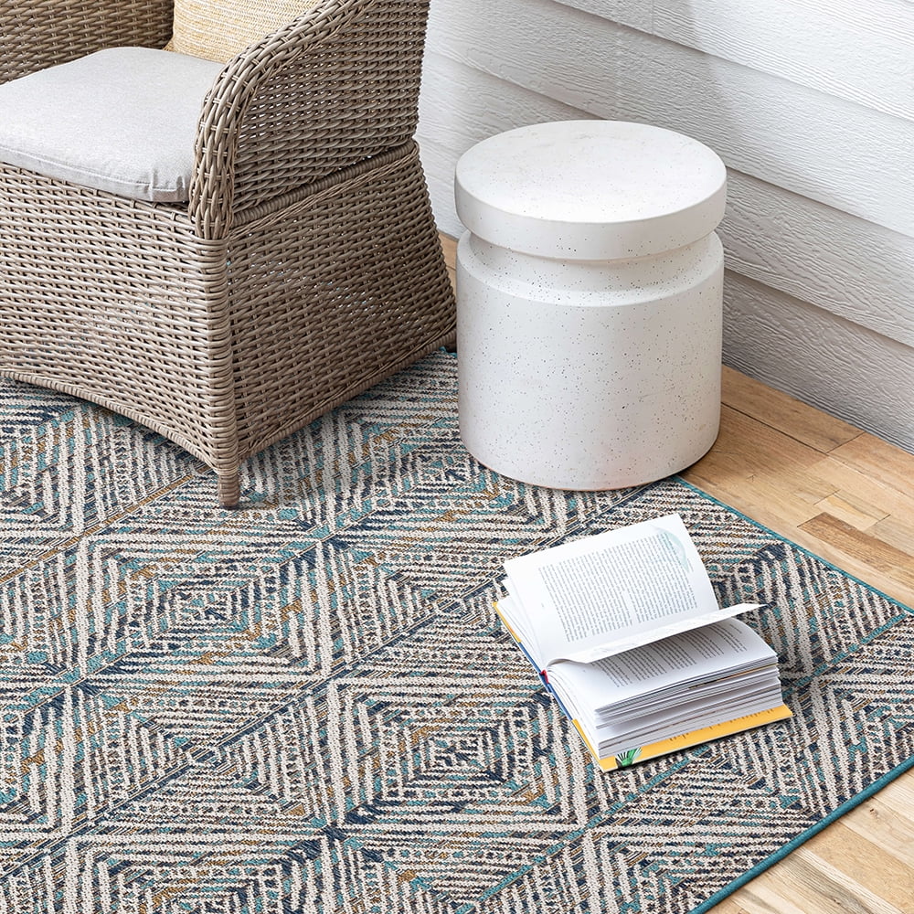 Mohawk Home Taos Geometric Outdoor Area Rug, Blue, 8' x 10'