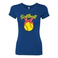 thumbnail image 2 of Wild Bobby, Cute Ribbon Bow Softball Mom Gift, Mother's Day, Women Slim Fit Junior Tee, Royal, Medium, 2 of 3