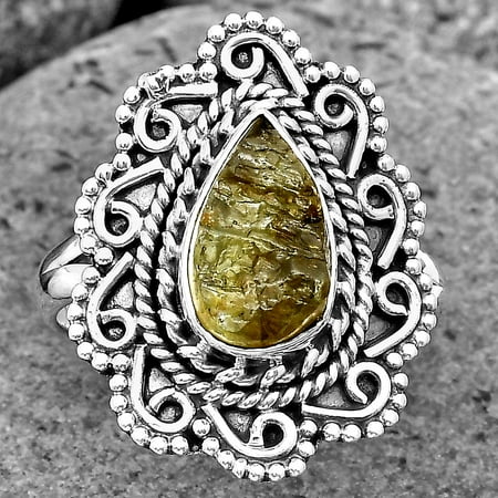 Natural Rare Kornerupine Rough 925 Sterling Silver Ring s.8 Jewelry R-1322 SDR200125