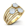 thumbnail image 2 of 925 Sterling Silver Gold Vermeil 1.50 Carat Three Stone Round Shape Moonstone Solitaire Valentines Day Gifts Ring, 2 of 3