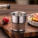 thumbnail image 3 of Taza de Camping de Acero Inoxidable con Asa Plegable, Taza de Café para Exteriores de 8.5oz, Taza de Viaje Aislada para Bebidas Frías y Calientes, Vaso de Senderismo Portátil a Prueba de Fugas, 3 of 5