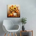 thumbnail image 2 of JEUXUS Fall Canvas Wall Art Pumpkin and Sunflower Painting Print Thanksgiving Decor Rustic Farmhouse Vintage Pictures Artwork for Living Room Bedroom Bathroom Office Ready To Hang, 2 of 4