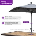 thumbnail image 5 of PURPLE LEAF 6' x 4' Rectangular Outdoor Table Umbrella with Crank and Tilt, Aluminum Frame Patio Market Sun Umbrella, 8 Sturdy Ribs, Light Gray, 5 of 10