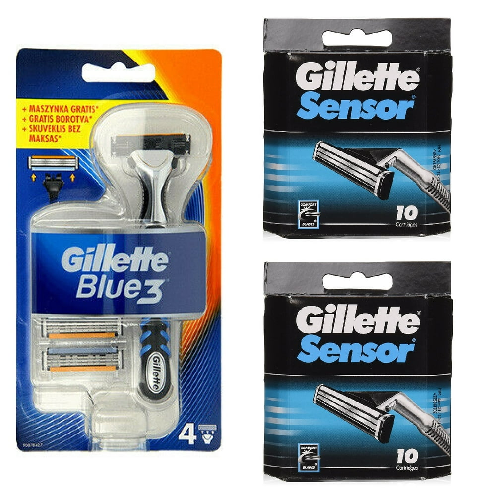Gillette Blue 3 (Sensor, Sensor 3 and Sensor Excel Compatible) Razor Handle + Gillette Sensor