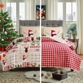 thumbnail image 2 of Christmas Quilt Set Full/ Size 3-Piece Xmas Bedspread Reversible Coverlet Snowman Tree Design for New Year Bed Decor, Lightweight Bedding Cover for All Season(1 Quilt + 2 Pillow Shams, Beige), 2 of 6