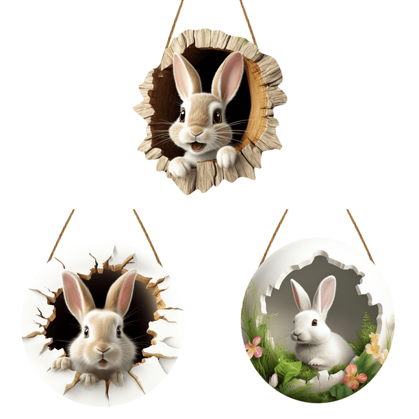 Señal La Puerta Pascua Construcción Del Conejo Bienvenida (a)