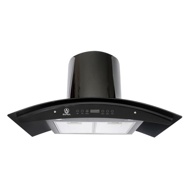 Campana Supra Cristal Curvo 90 cm Negro