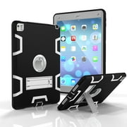 iPad Air 2 Kids Case, Goodest Full Body Protection Three Layer Hybrid Defender Heavy Duty Protection Folding Stand Lightweight Toddler Elder Friendly Cover for Apple iPad Air 2 9.7",Offwhite+Black