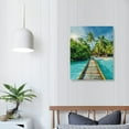 thumbnail image 4 of Shiartex Beach Canvas Wall Art for Corridor, Bridge to Tropical Island Picture with Blue Sky, Modern Relax Prints Artwork Aisle Decor (Waterproof, Bracket Mounted Ready to Hang) 16x20 in/12x16 in, 4 of 5
