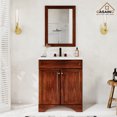 thumbnail image 2 of Boyel Living 30 inch Bathroom Vanity Marble Counter-Top Ceramic Basin Antique Brown Solid Wood Bathroom Cabine with Mirror, 2 of 7