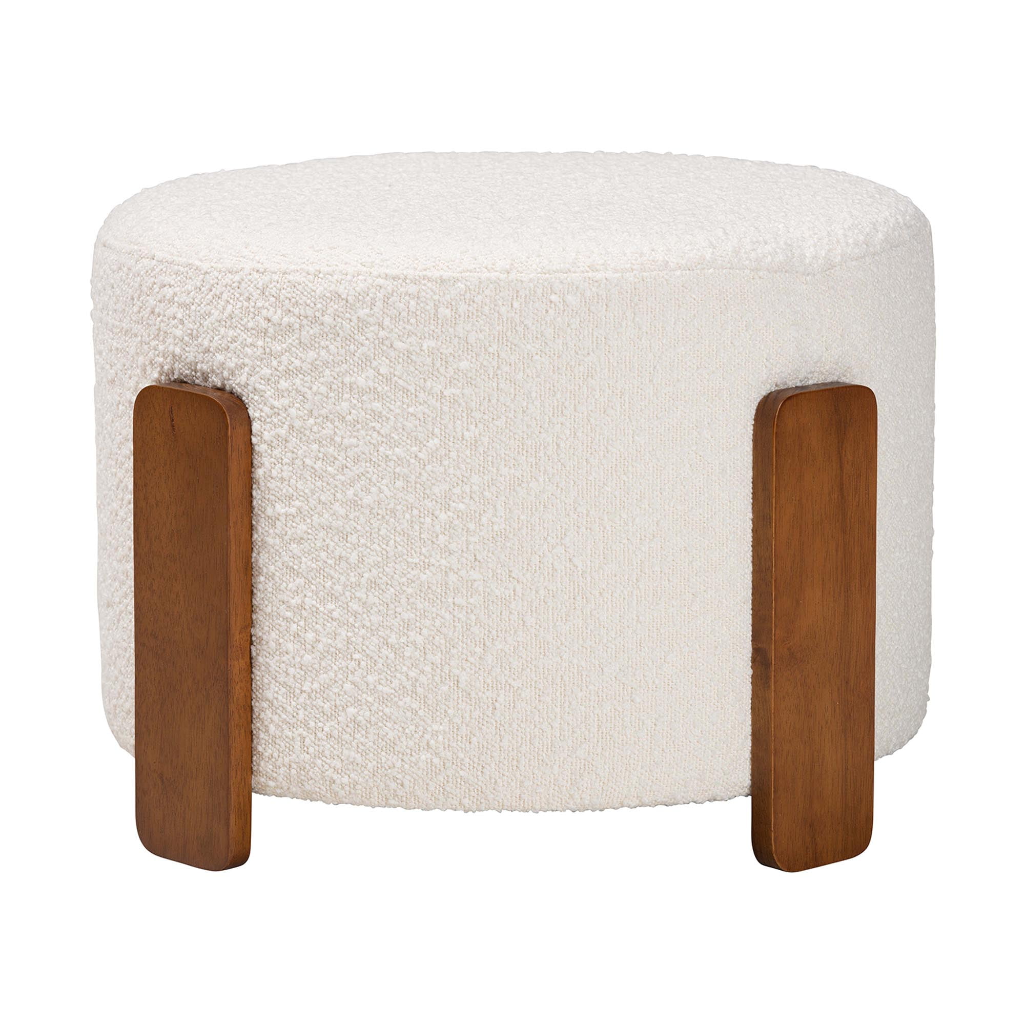 Baxton Studio Finlay Japandi Footstool, One Size, Walnut Brown