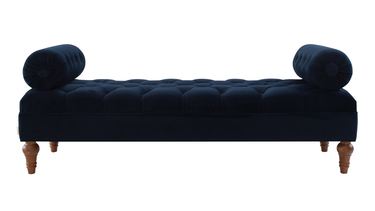 Lewis Bolstered Lounge Entryway Bench, Dark Navy Blue