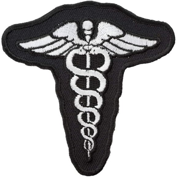 Caduceus Medical Symbol Black & White Patch, Medical Patches