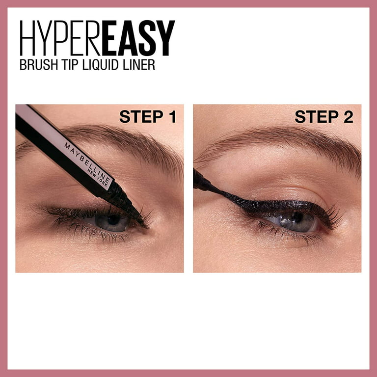 MAYBELLINE Hyper Easy Liquid Pen No-Skip Eyeliner, Satin Finish, Waterproof  Formula, Eye Liner Makeup, Pitch Black, 0.018 Fl; Oz 