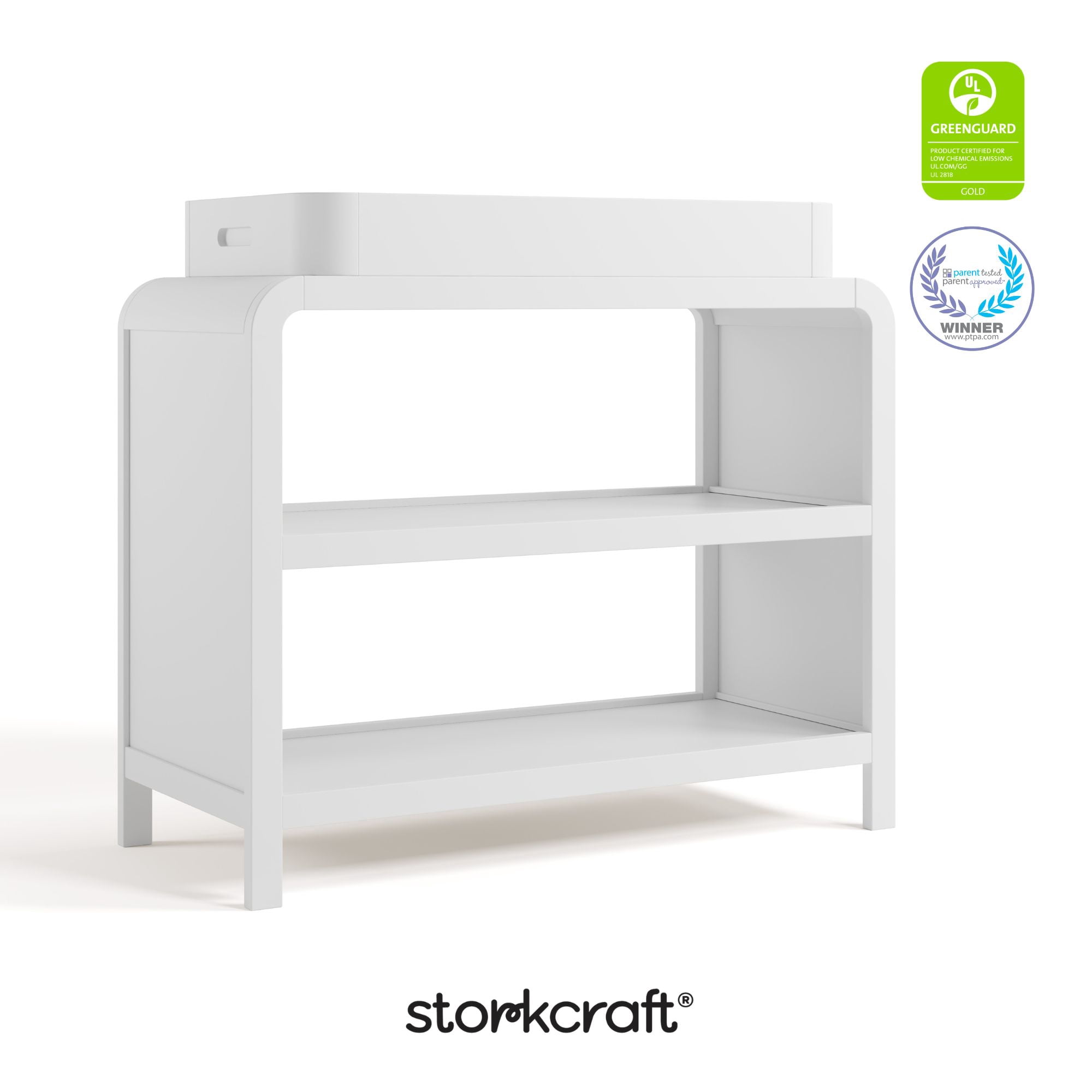 Storkcraft Santos Changing Table with Removable Infant Changing Table Topper, White