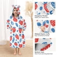 thumbnail image 3 of FORMRS Wearable Blanket Hoodie with Sleeves for Kids Cozy Flannel Sweatshirt, Playful Strawberries, 3 of 7