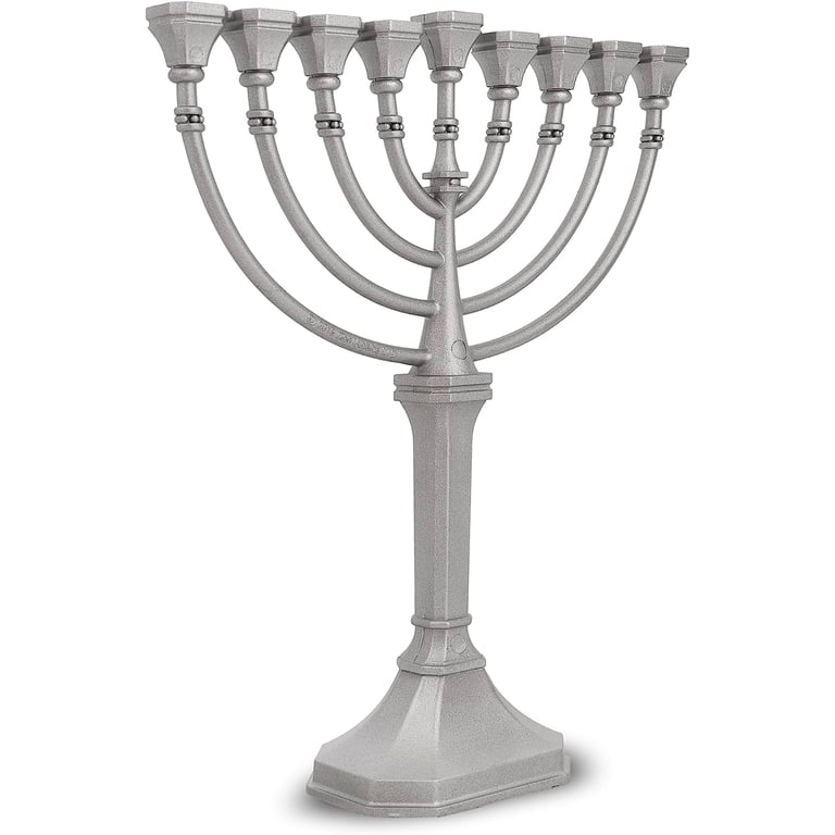 Zion Judaica Classic Graceful Menorah, 9.5" Satin Silver photo 3