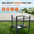 thumbnail image 3 of VEVOR Chariot de Repas pour Gril Extérieur avec Double Tablette, Table de Préparation des Aliments Mobile pour BBQ, Dessus de Table Multifonction en Acier Inoxydable, Chariots Modulaires Portatifs pour Four à Pizza, Table de Travail avec 2 Roues, Poignée de Transport, 3 of 9