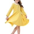 thumbnail image 2 of Lenpel Toddler Girls' Dresses Cotton Long Sleeve Doll Neck A-Line Casual Dress Baby Girl Fall Outfits for 2-12 Y, 2 of 4