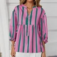thumbnail image 2 of Yanlir Blouse Décontractée à Col Rabattu Boutonnée Manches Longues Couleur Unie T-Shirt Confortable Mode Coupe Régulière Printemps Été Fête de Travail (Rose Vif1,2TG), 2 of 6