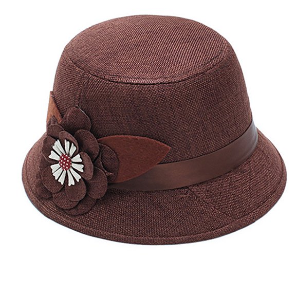 Retro Spring Summer Flower Linen Wide Brim Cocktail Party Travel Ladies Hat Gift