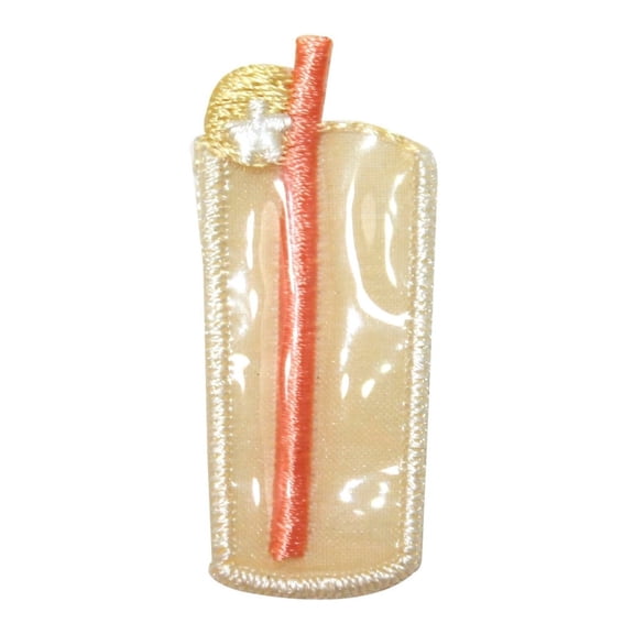 ID 9075 Glass of Lemonade Drink Patch Summer Straw Embroidered Sew On Applique