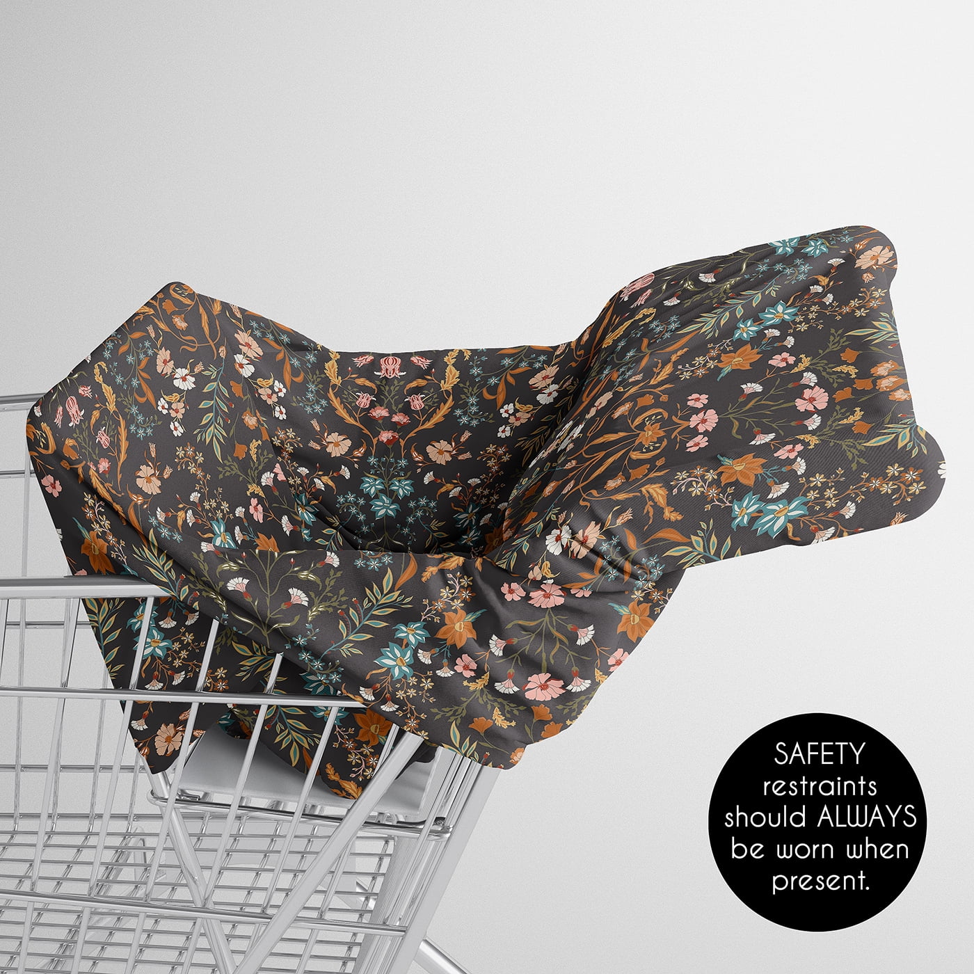Sweet Jojo Designs Boho Floral Wildflower Black and Orange Girl Multi Use Baby Car Seat and Nursing Cover