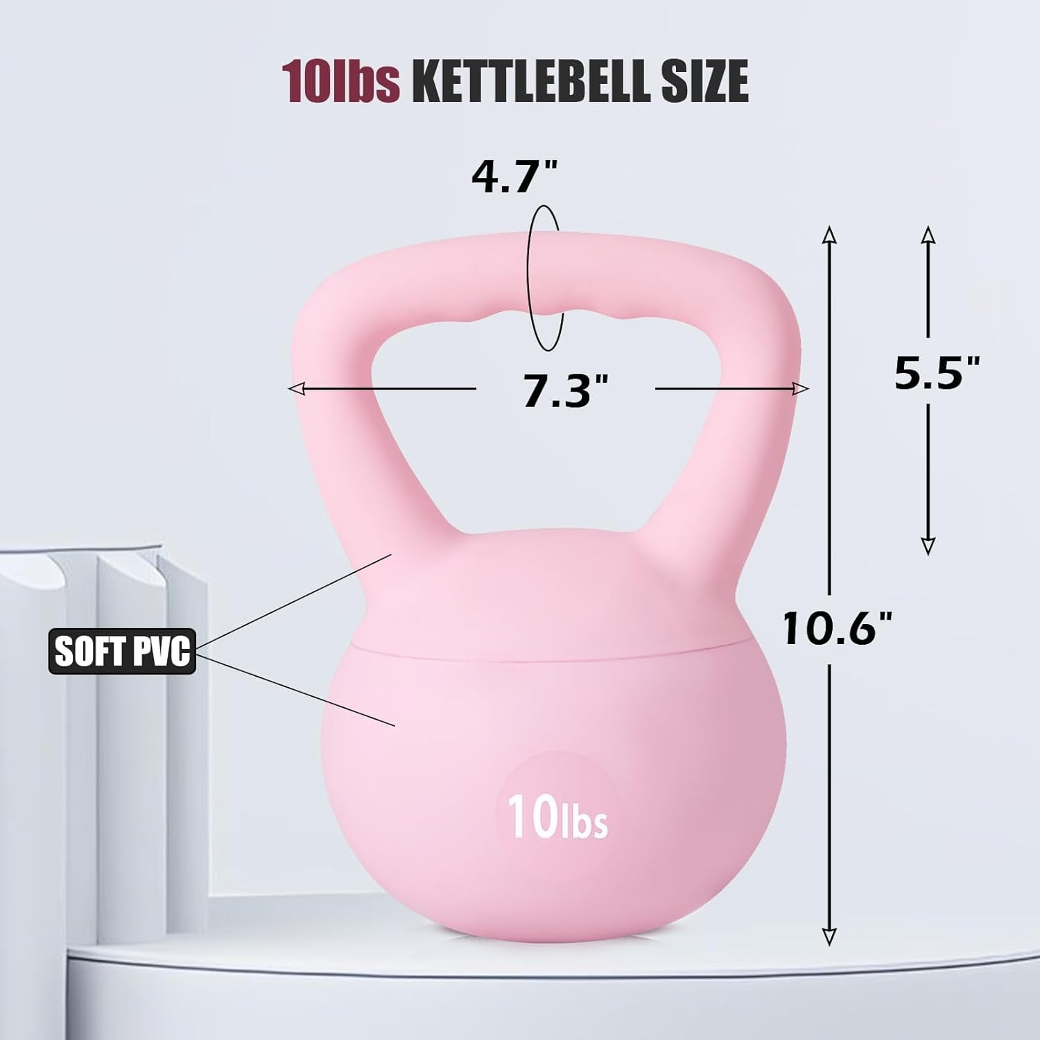 Soges Soft Kettlebells,Iron Sand Filled Weights Strength Training Kettlebells,Shock-Proof Weights and Wide-Grip Handle,Fitness Soft Kettlebells for Women Men,Home Gym Kettlebells,Pink,10LBS