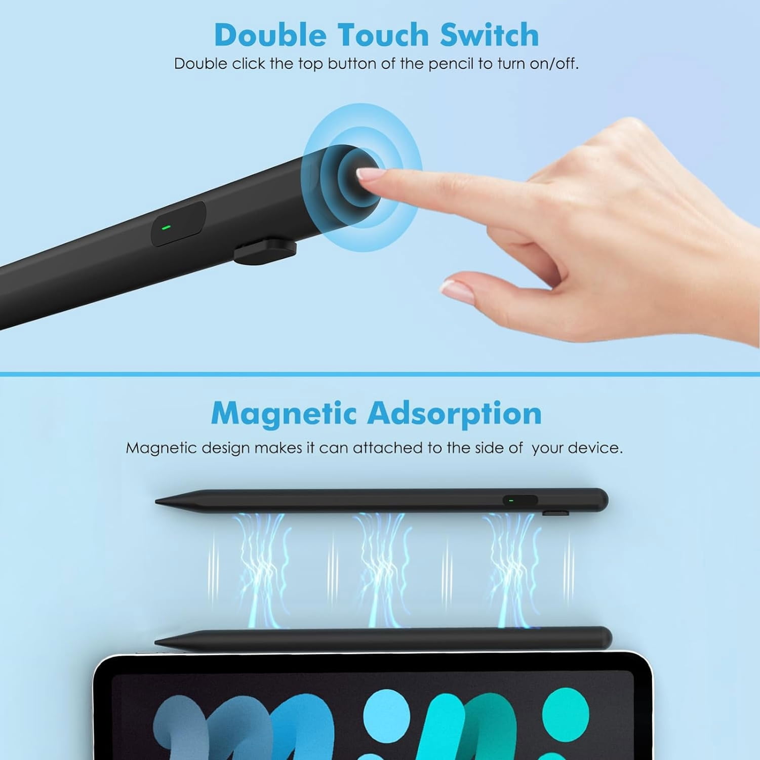 Touch Pen Active Digital Display Stylus for iPhone 16/Pro/Max/Plus - Capacitive Rechargeable Palm Rejection