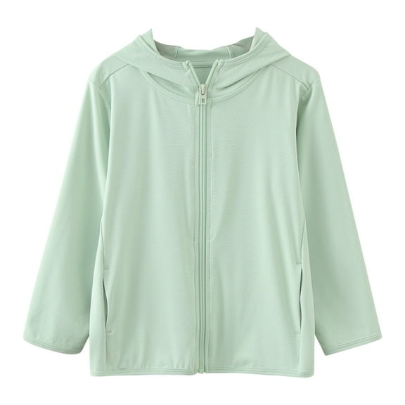 TAIAOJING Toddler Girl Boy Windbreaker Hooded Zip Jackets Summer Long Sleeve Sun Proof Clothing Solid Color Outdoor Breathable Light Coat Light Air Conditioning Clothes Outerwear Jackets 2-3 Years