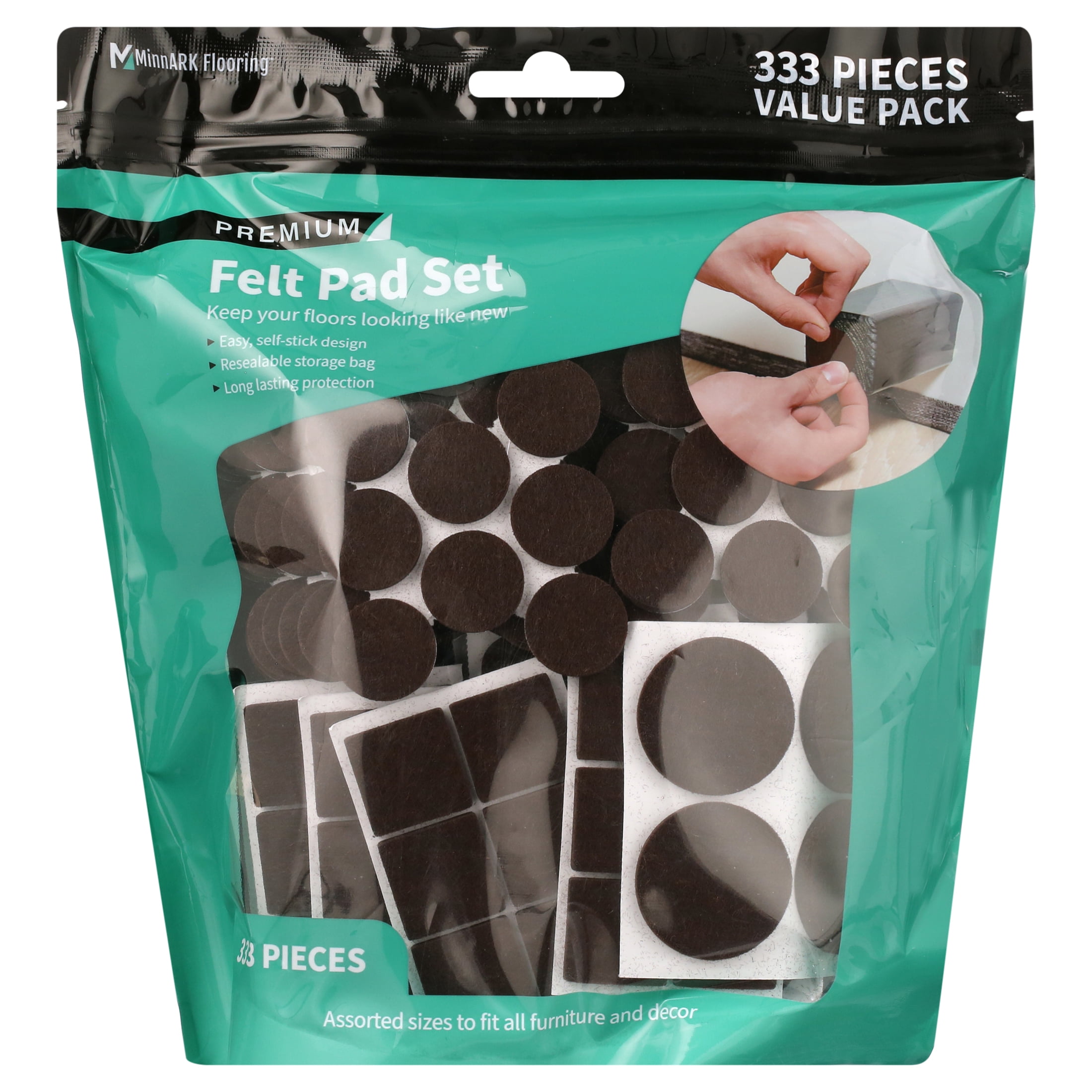 (6 pack) MinnARK Premium Felt Furniture Pads - 333 Pc - Brown - Assorted Sizes