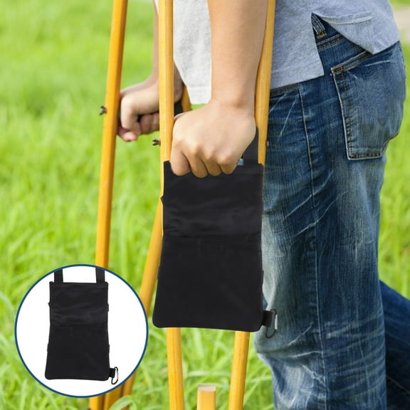 LEORX Underarm Crutch Holder Storage Pouch Black Oxford Cloth 1Pcs