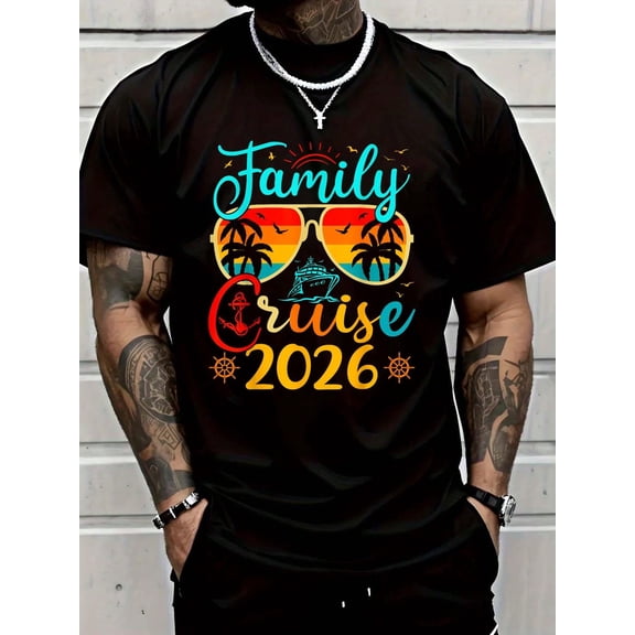 100% Cotton Family Cruise 2026 Summer Vacation Matching Family Cruise T-Shirt Graphic Tees Men
