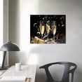 thumbnail image 3 of Nawypu Happy New Year Modern Art Wall Decor for Living Room/Bedroom, Yellow Champagne Fireworks Ribbon Large Canvas Art Painting Framed Ready to Hang, 3 of 4