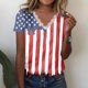 thumbnail image 1 of Fiudx Ofertas y Liquidaciones Moda Mujer Casual Día de La Independencia Impresión Blusa Manga Corta Camiseta Verano Encaje Tops, 1 of 4