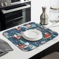 thumbnail image 3 of Dark Blue Christmas Santa Pattern Dish Drying Mat for Kitchen 1 Pack, Ultra Absorbent Microfiber Dishes Drainer Mats,16x18in(41x46cm), 3 of 6