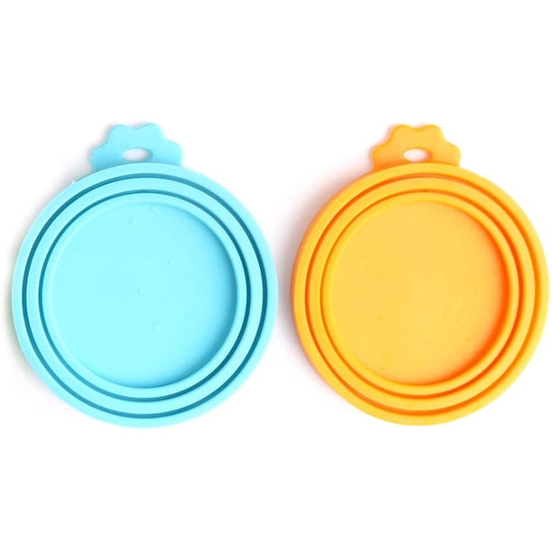 La comida para mascotas puede cubrir tapas de latas de silicona para comida para perros y gatos (tamaño universal, una para 3 latas de comida de tamaño estándar azul cielo + naranja BANYUO Hogar