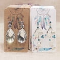 thumbnail image 2 of 100pc/lot paper Dreamcatcher wishes jewelry package tag card Diy Thank you/ Love earring card White/brown marbel earring card kraftsmallfl 100card100oppbag, 2 of 6