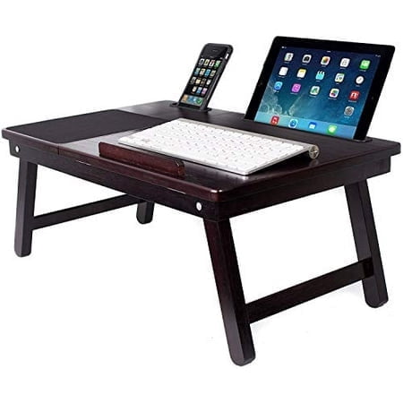 Sofia + Sam Plateau de Lit pour Ordinateur Portable Multifonction - Prend en Charge les Ordinateurs Portables jusqu'à 18 Pouces - Noyer (Plateau pour Gaucher)