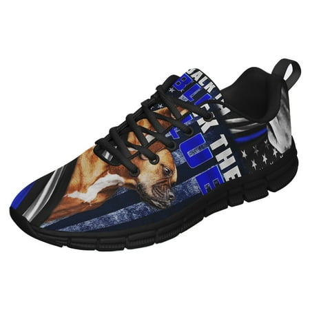 

Boxer Police Dog Back The Blue Running Shoes Sneakers Mesh Black Size 4