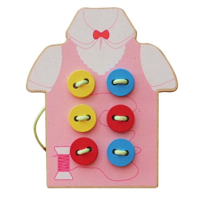 Niños Niños Aprendiendo Juguetes De Tablero De Cordones De De Botones - Rosa CUTICAT Juguete de madera