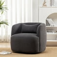 thumbnail image 4 of 34" Wide Dark Gray Bouclé Swivel Barrel Accent Chair with Pillow, Modern Upholstered Armchair, 4 of 12