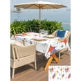 thumbnail image 4 of Outdoor Tablecloth with Umbrella Hole and Zipper, Orange Purple Diamond Rectangle Table Cloth 60x102 Inch Waterproof Tablecloth, Modern Geometric Middle Century Picnic Table Cover for Patio Camping, 4 of 7